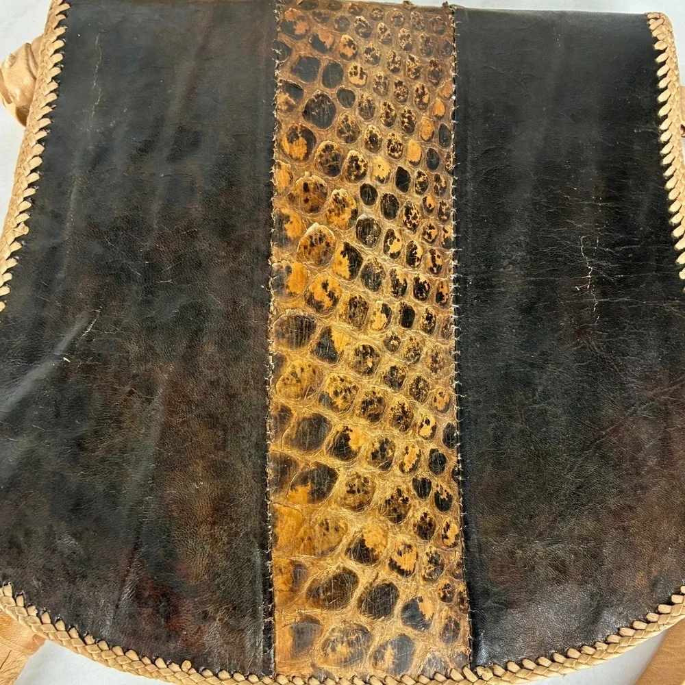 Unbranded Brown Snakeskin Leather Crossbody - Small - Boho Western Handmade